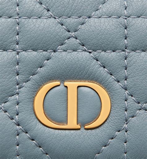 Dior Caro XS Wallet Cloud Blue Supple Cannage Calfskin